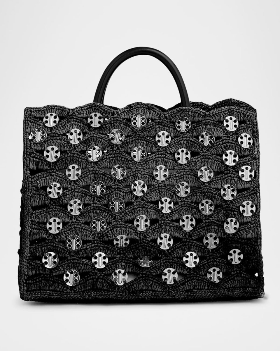 Sac a Main Disc Raffia Basket Tote Bag